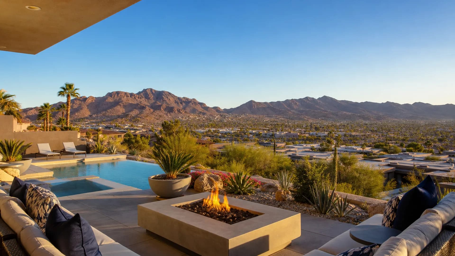 Sunny Las Vegas patio outdoor living after relocating from colder climates | Las Vegas Relocation Services Sunny Las Vegas patio outdoor living after relocating from colder climates