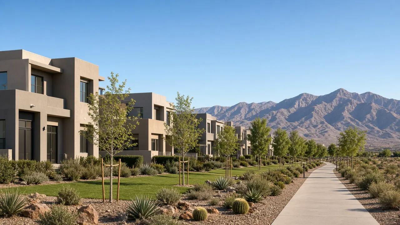 Contemporary Henderson homes along a linear park in Inspirada | Las Vegas Relocation Services Contemporary Henderson homes along a linear park in Inspirada