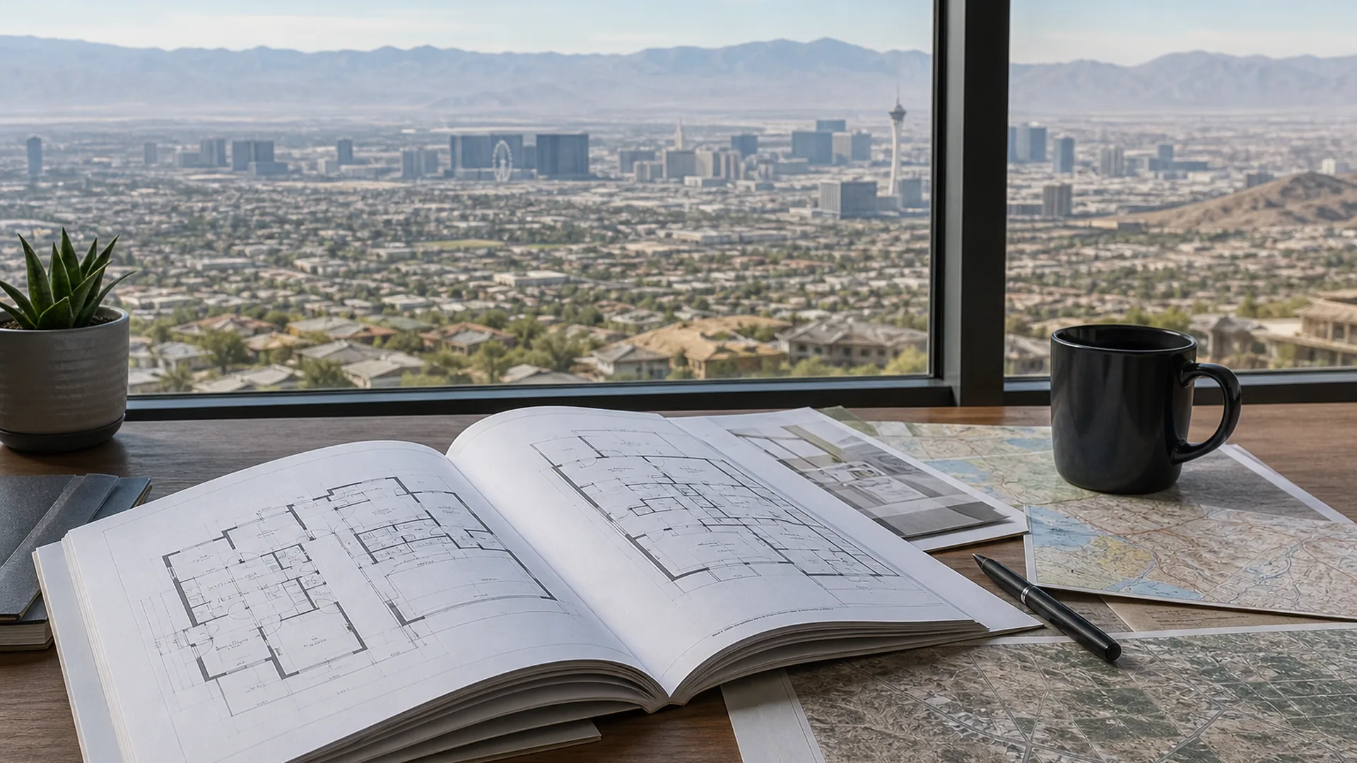 Relocation planning desk overlooking the Las Vegas valley | Las Vegas Relocation Services Relocation planning desk overlooking the Las Vegas valley